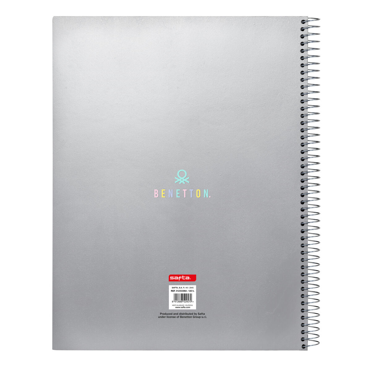 Bok med ringar Benetton Silver Silvrig A4 120 Blad
